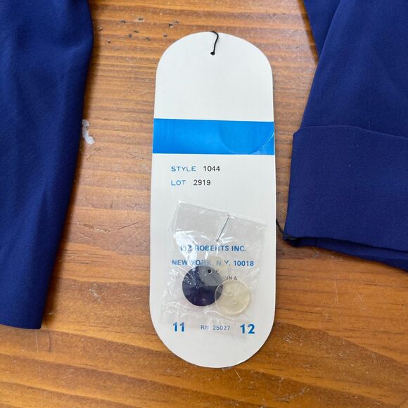 Vintage NWT Liz Roberts Navy Blue Peplum Dress Belt Womens 12 80s Secretary - Picture 9 of 9